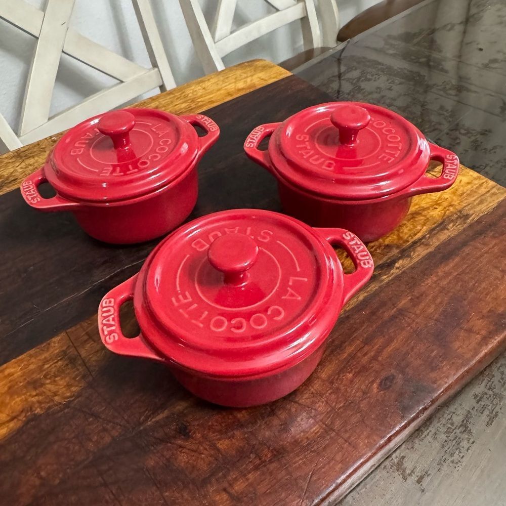 Staub Cherry Red Cocotte Trio